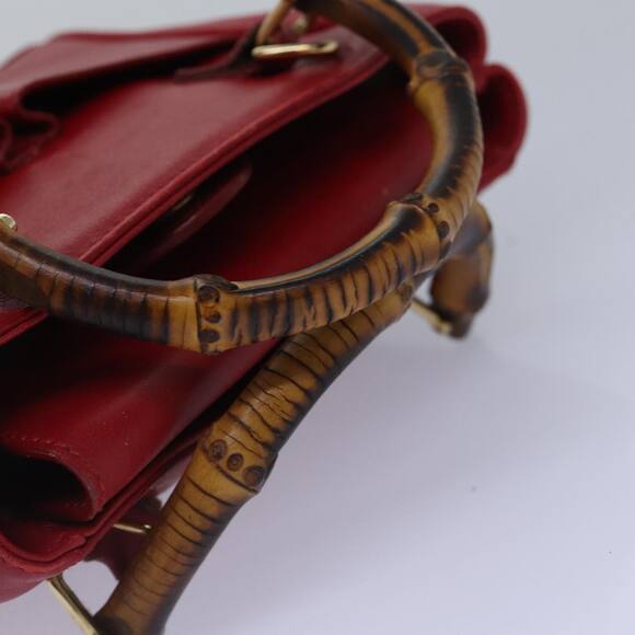 GUCCI Bamboo Hand Bag Leather Red Gold 007 1793 007 1793 - Picture 7 of 12